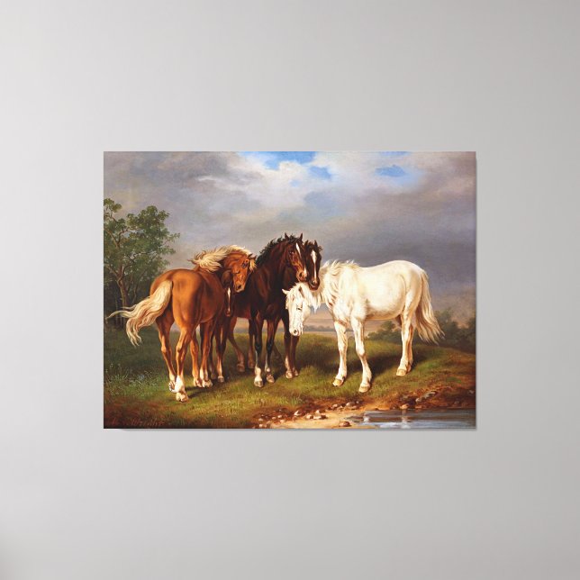 Toile Cheval de Caramel Brown blanc (Recto)