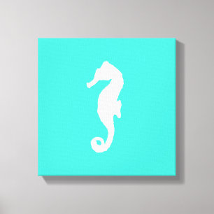 Toile Cheval De Mer À Décor Côtier Turquoise Et Blanc