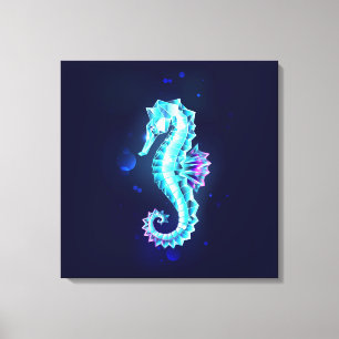 Toile Cheval de mer de glace cristal sur Arrière - plan