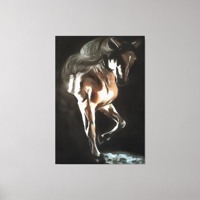 Toile Cheval En Châtaigner Flaxon Brown Sur Noir (Recto)