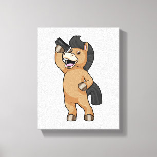 Toile Cheval en coiffeur avec peigne