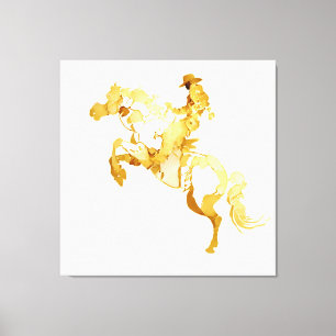 Toile Cheval et Cavalier Dorés Abstraits