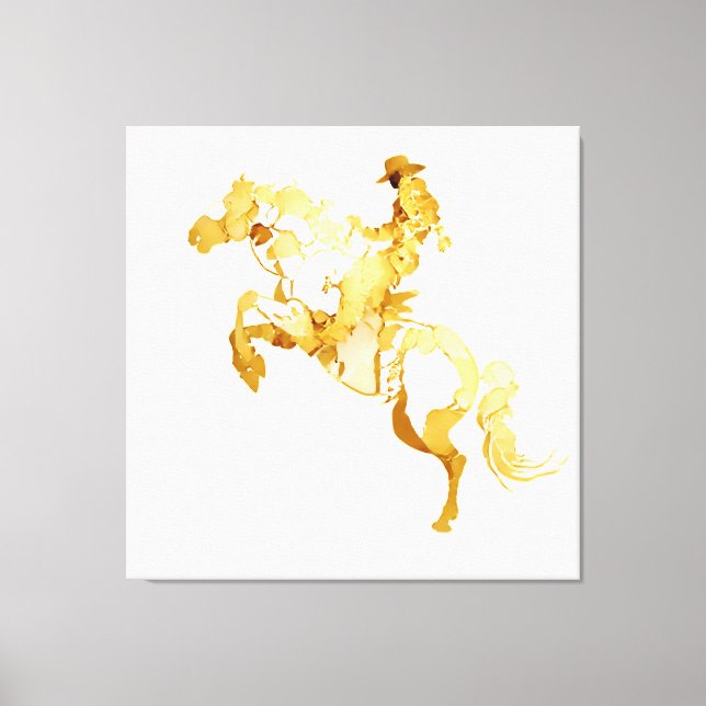 Toile Cheval et Cavalier Dorés Abstraits (Recto)