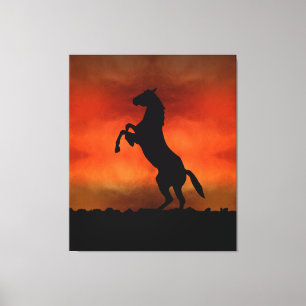 Toile Cheval Libre Au Coucher Du Soleil