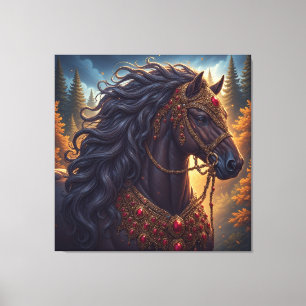 Toile Cheval majestueux avec un harnais doré orné