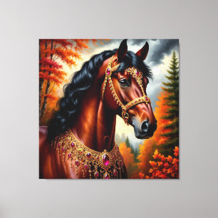Toile Cheval majestueux avec un harnais orné d'or