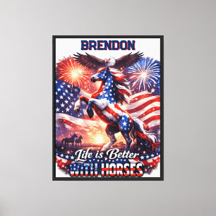 Toile Cheval Patriotique Drapeau Américain Coucher de So