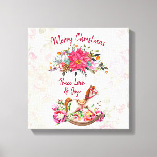 Toile Cheval rocheux victorien et Poinsettia Noël