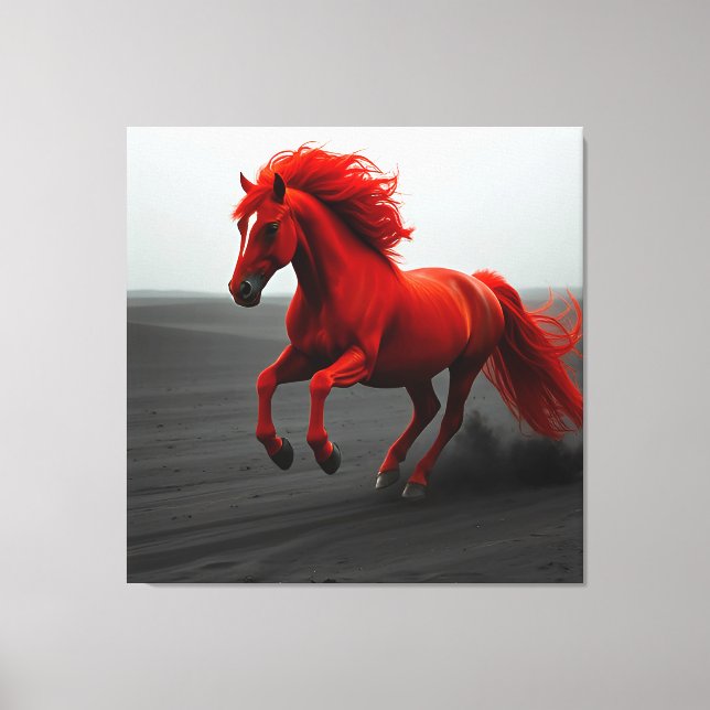 Toile Cheval Rouge Majestueux en Course (Recto)