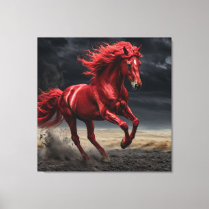 Toile Cheval Rouge Majestueux en Course
