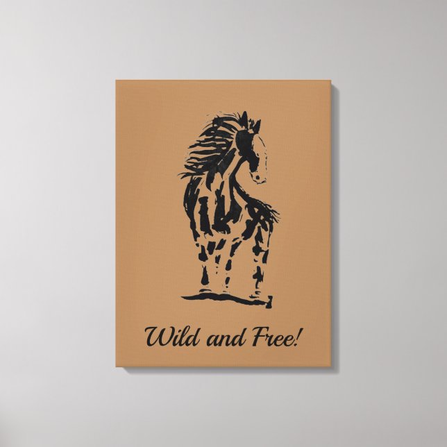 Toile Cheval sauvage et libre Premium Wrapped Canvas (Gl (Recto)