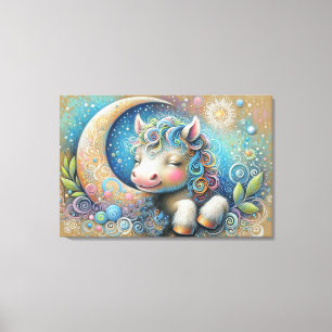 Toile Cheval Whimsical et Lune Crescent