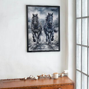 Toile Chevaux à l'aquarelle Galloping Grace