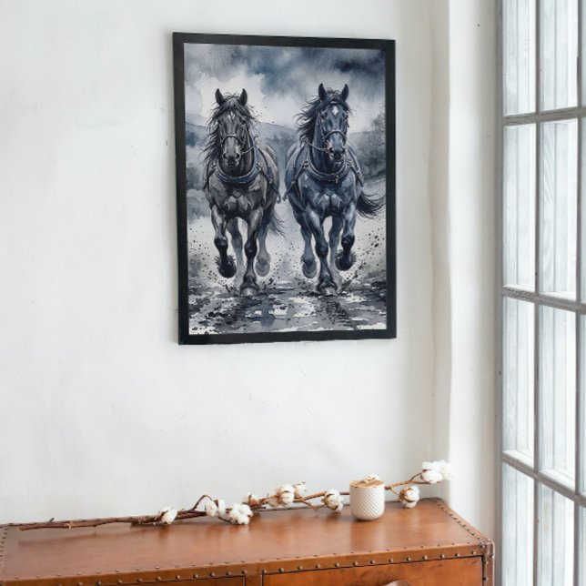 Toile Chevaux à l'aquarelle Galloping Grace (Créateur téléchargé)