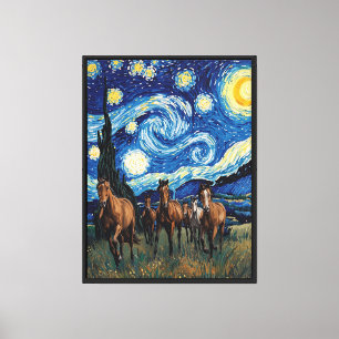 Toile Chevaux au galop sous la Nuit étoilée