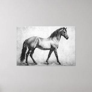 Toile Chevaux blancs noirs monochromes   Grande peinture