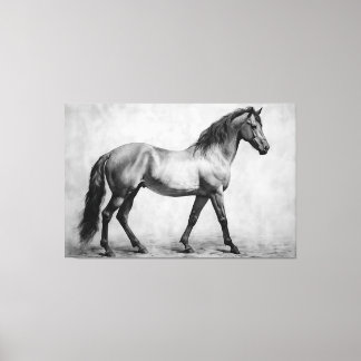 Toile Chevaux blancs noirs monochromes | Grande peinture