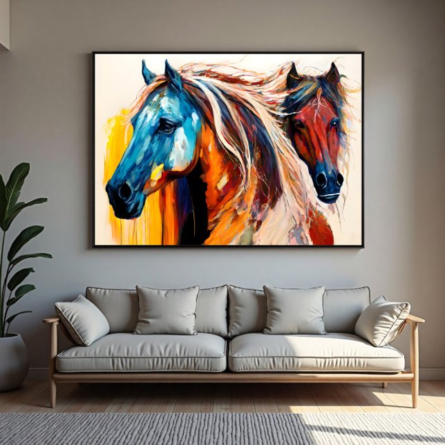 Toile Chevaux Colorés Art Vibrant (Créateur téléchargé)