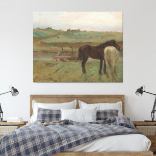 Toile Chevaux dans une prairie, Peinture à l'huile, Edga