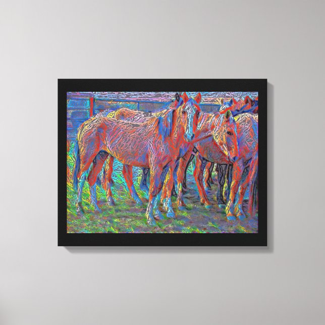 Toile Chevaux de Ranch Art original Abstrait (Recto)