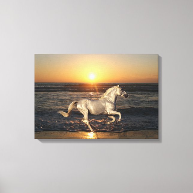 Toile Chevaux d'Imaginaire : Coucher de soleil (Recto)