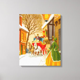 Toile Chevaux et calèche dans la neige