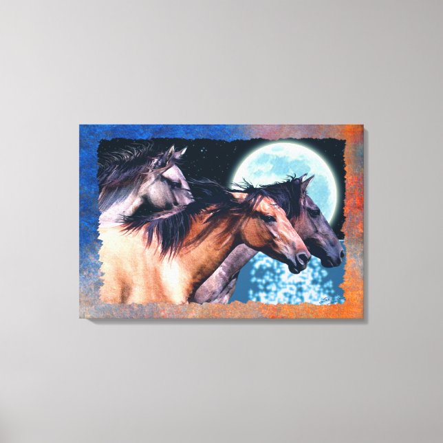 Toile Chevaux Mustang d'Espagne sauvage Art de l'Imagina (Recto)
