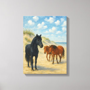 Toile Chevaux sauvages de Corolla Caroline du Nord Aquar