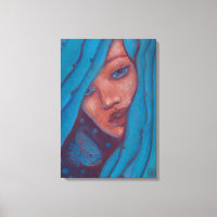 Cheveux Bleu, Sirène Portrait Imaginaire fille Art