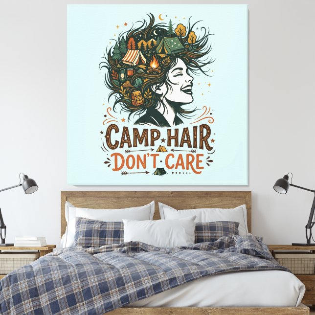 Toile Cheveux de camping, on s'en fiche (Insitu(Chambre))