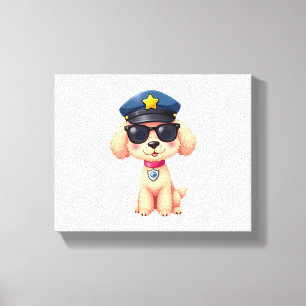 Toile Chibi Anime Police Poodle Chien