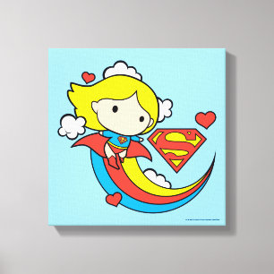Toile Chibi Supergirl volant arc-en-ciel