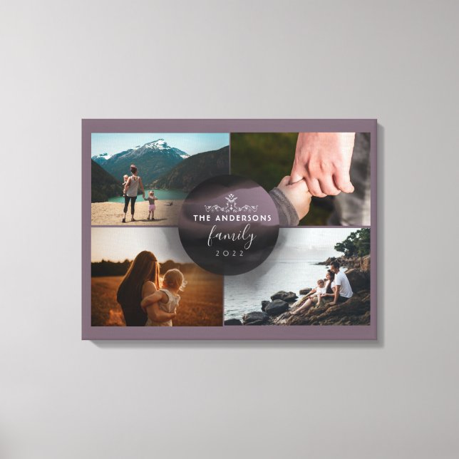 Toile Chic Mauve Ornemental 4 Photos Collage (Recto)