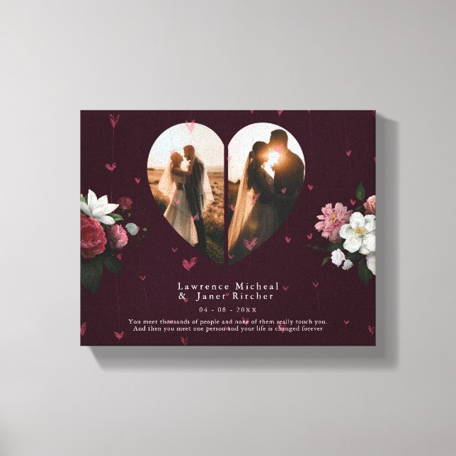 Toile Chic Red Custom Heart forme cadeau pour elle & lui (Recto)