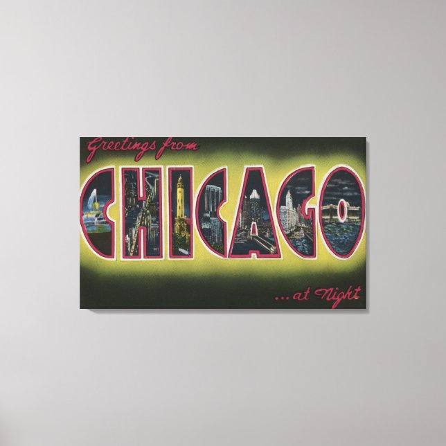 Toile Chicago, Illinois (Nighttime) (Recto)