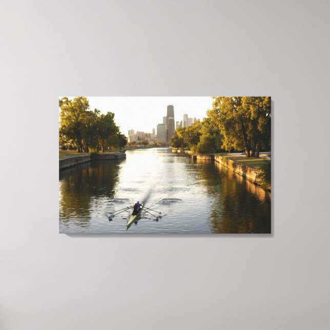 Toile Chicago, Illinois, rameurs dans la lagune du Linco (Recto)