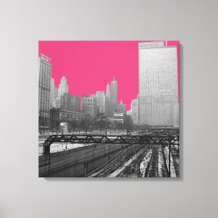 Toile Chicago Rail Yards Loop Railroad 1960 Photo