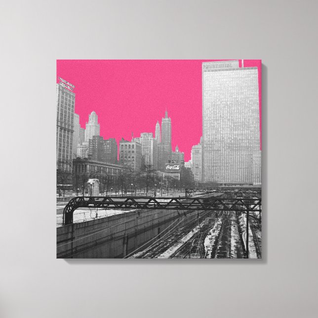 Toile Chicago Rail Yards Michigan Avenue 1960 photo (Recto)