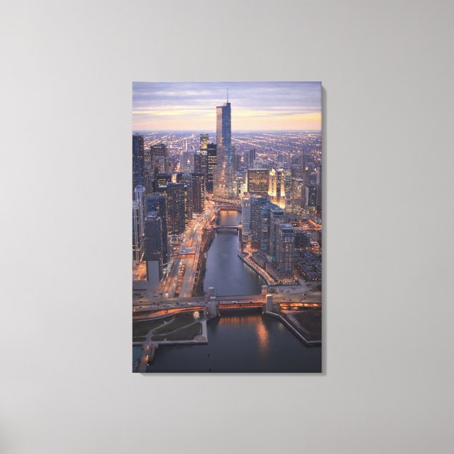 Toile Chicago River et Trump Tower d'en haut (Recto)