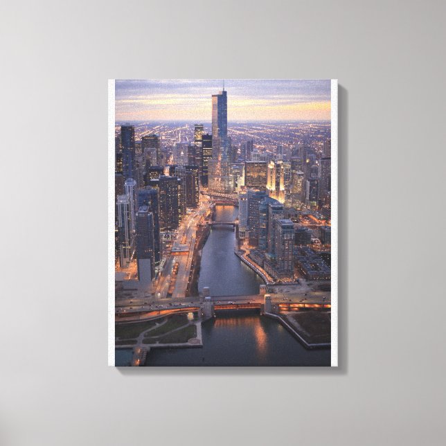 Toile Chicago River et Trump Tower d'en haut (Recto)