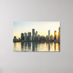 Toile - Chicago Skyline en Illinois au coucher du