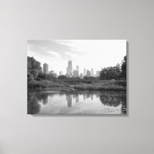 Toile Chicago Skyline Grande photo noir et blanc