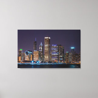 Toile - Chicago Skyline Illinois avec ciel nocturn