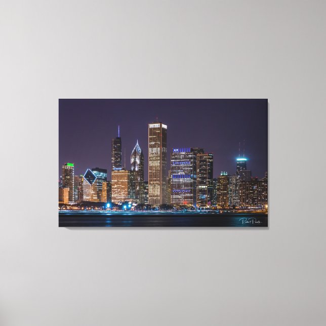 Toile - Chicago Skyline Illinois avec ciel nocturn (Recto)