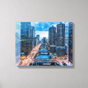 Toile Chicago Skyline Skyscrapers River