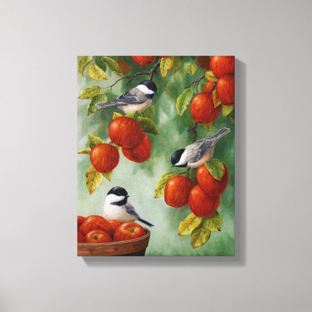Toile Chickadees de la récolte d'Apple 30"x20" (Recto)