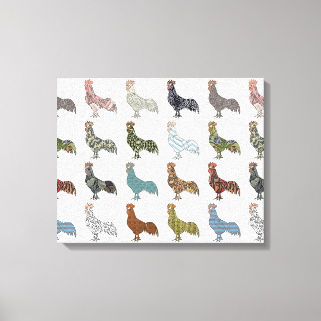 Toile Chicken Rooster Coloré ferme Motif (Recto)