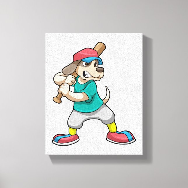 Toile Chien au baseball avec batte de baseball (Recto)