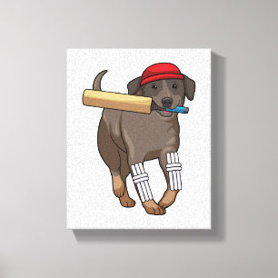 Toile Chien au cricket avec batte de cricket