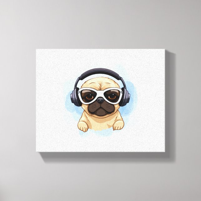 Toile Chien avec casque 2 (Recto)